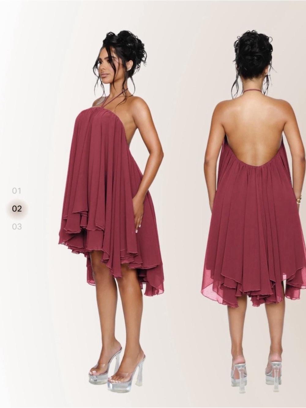 Halter High-Low Chiffon Dress in Dusty Rose